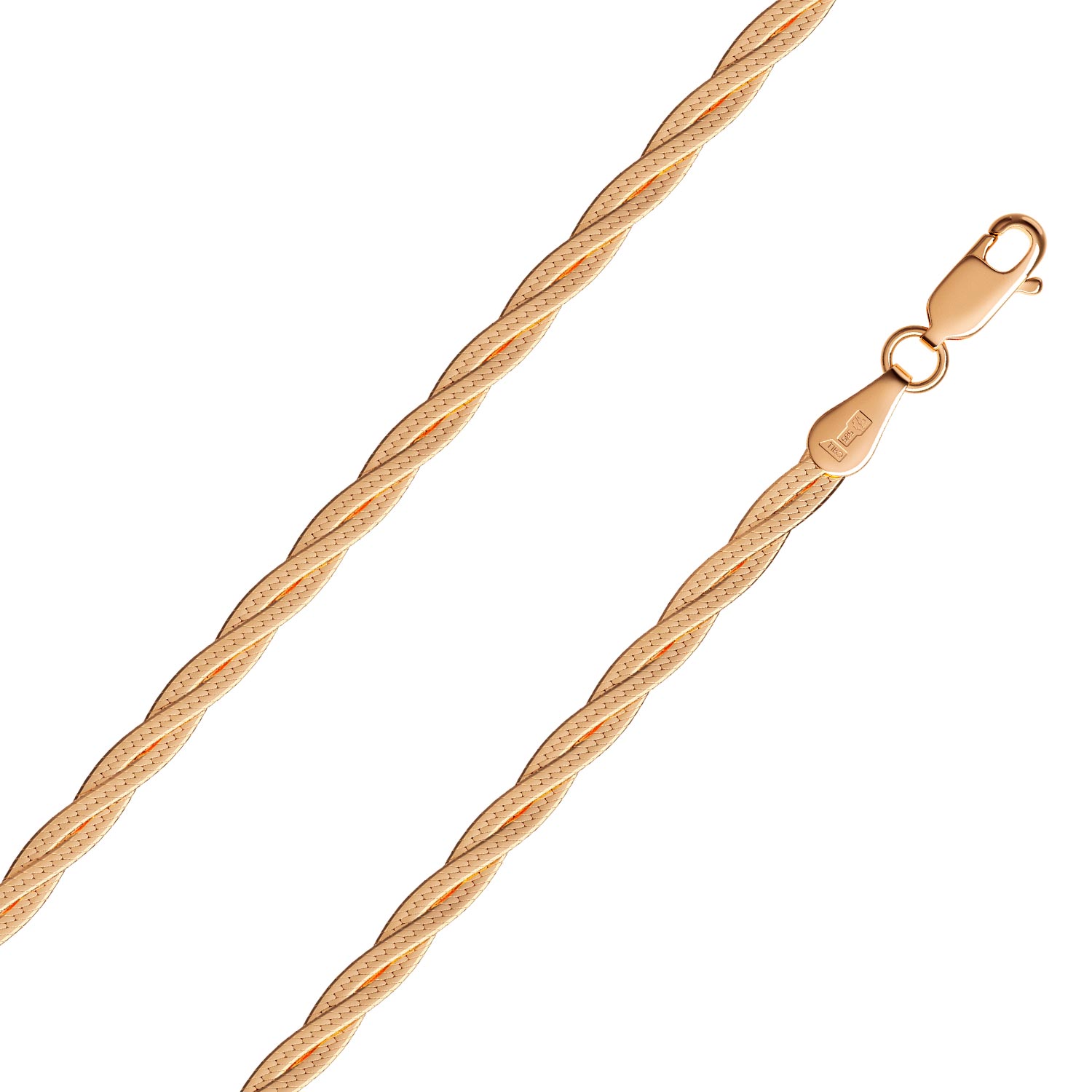 Золотая цепочка на шею Красцветмет NC-12-025-0-30 с плетением косичка