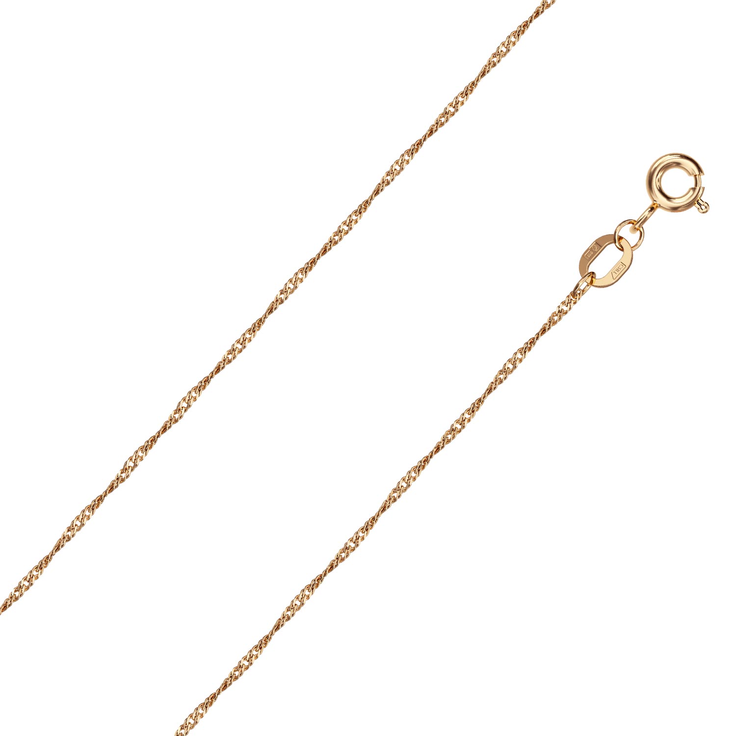 Золотая цепочка на шею Красцветмет NC-12-028-0-20 с плетением сингапур