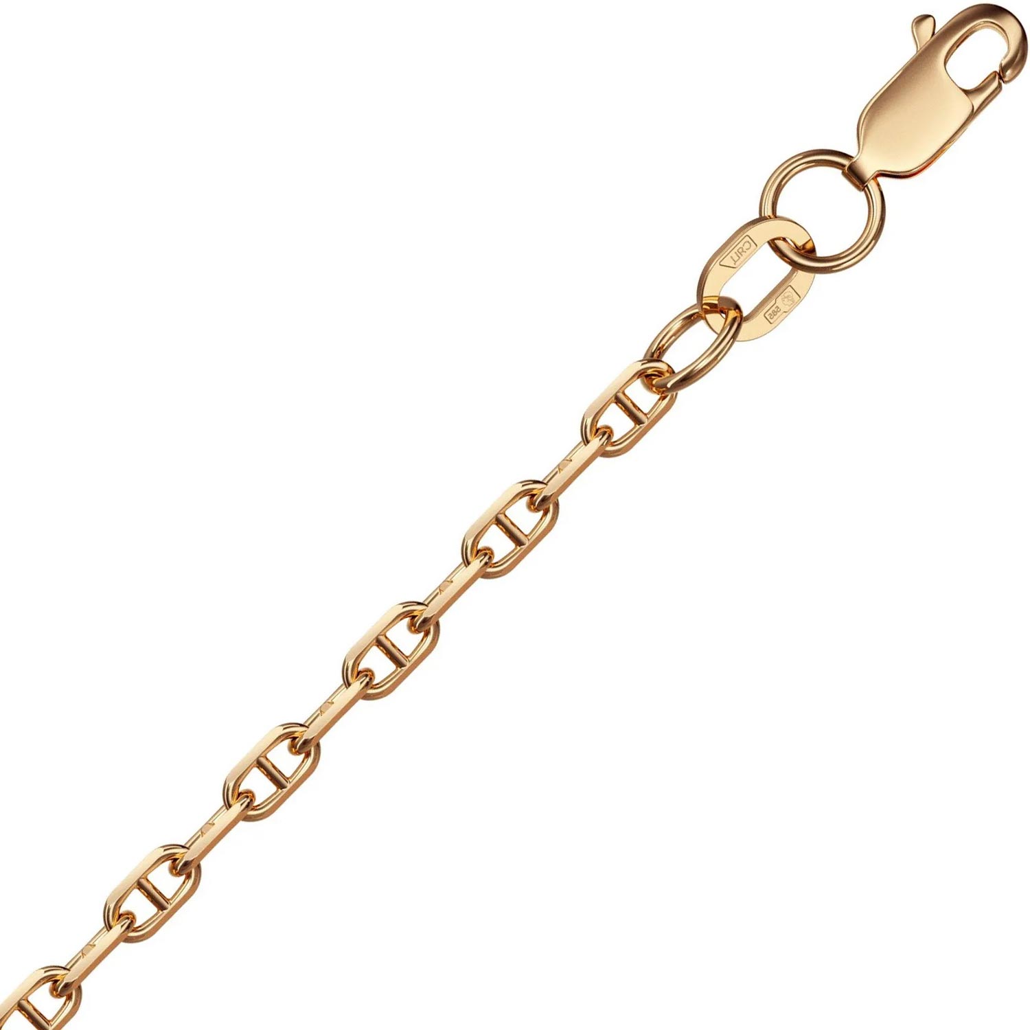 Мужская золотая цепочка на шею Красцветмет NC-12-044-0-60 с якорным плетением