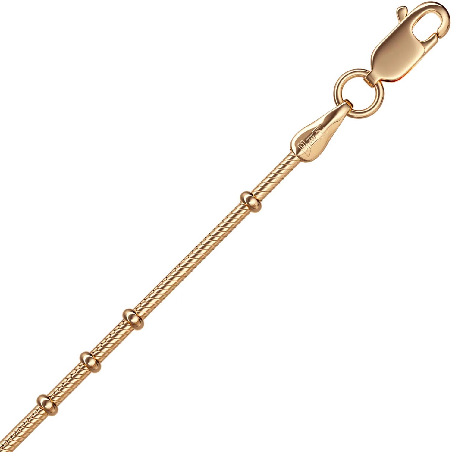 Мужская золотая цепочка на шею Красцветмет NC-12-083-0-35 с плетением снейк