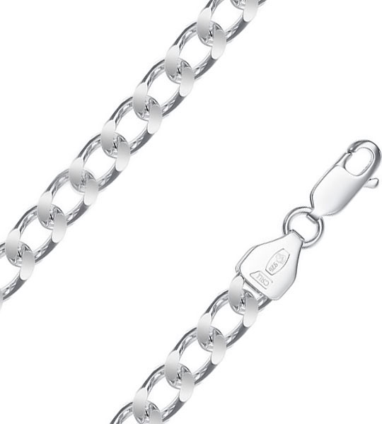 Мужская серебряная цепочка на шею Красцветмет NC-22-002A-3-1-80 с панцирным плетением