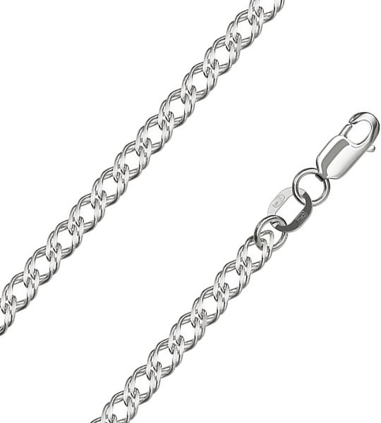 Серебряная цепочка на шею Красцветмет NC-22-076-3-0-50 с плетением двойной ромб