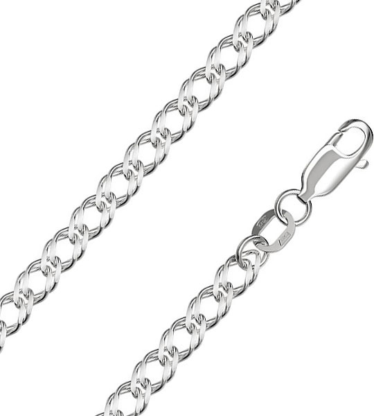 Мужская серебряная цепочка на шею Красцветмет NC-22-076-3-0-60 с плетением двойной ромб