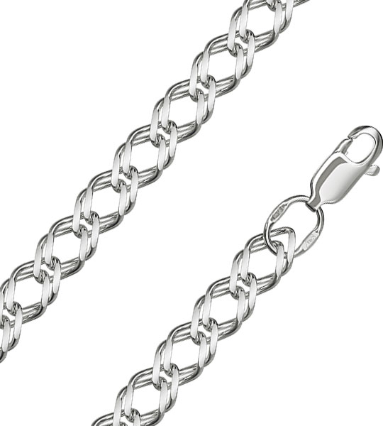 Серебряная цепочка на шею Красцветмет NC-22-076-3-0-80 с плетением двойной ромб