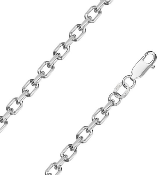 Мужская серебряная цепочка на шею Красцветмет NC-22-206-3-1-00 с якорным плетением
