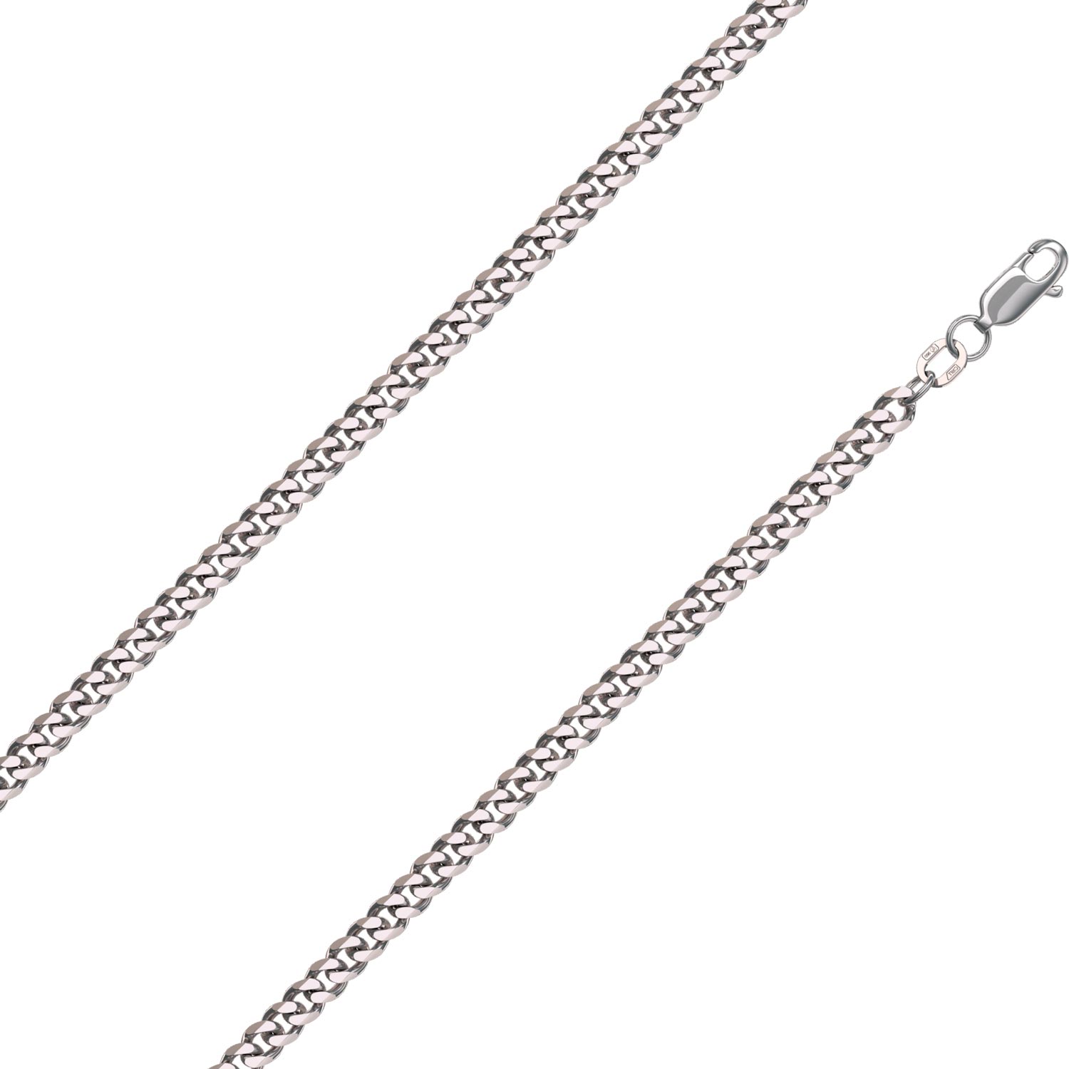 Мужская платиновая цепочка на шею Красцветмет NC-41-002-1-00 с плетением панцирное