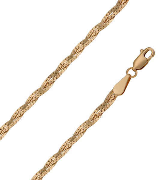 Золотая цепочка на шею Krastsvetmet NC-12-007-0-40 с плетением косичка —купить в AllTime.ru — фото