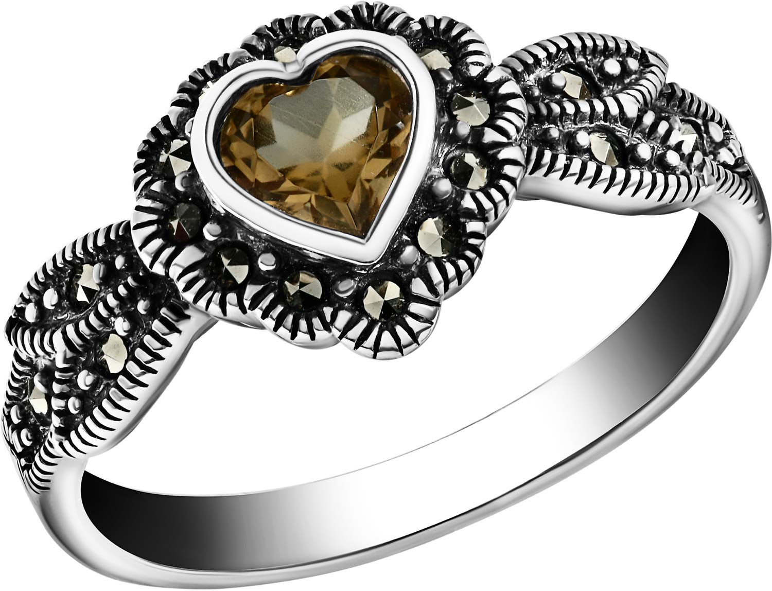 Серебряное кольцо Марказит HR0156-sultanit-mr с искусственным султанитом, марказитами Swarovski