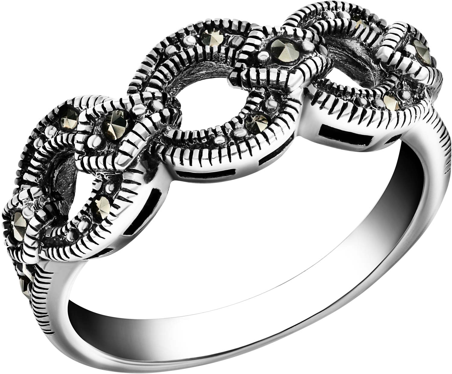 Серебряное кольцо Марказит HR347-mr с марказитами Swarovski