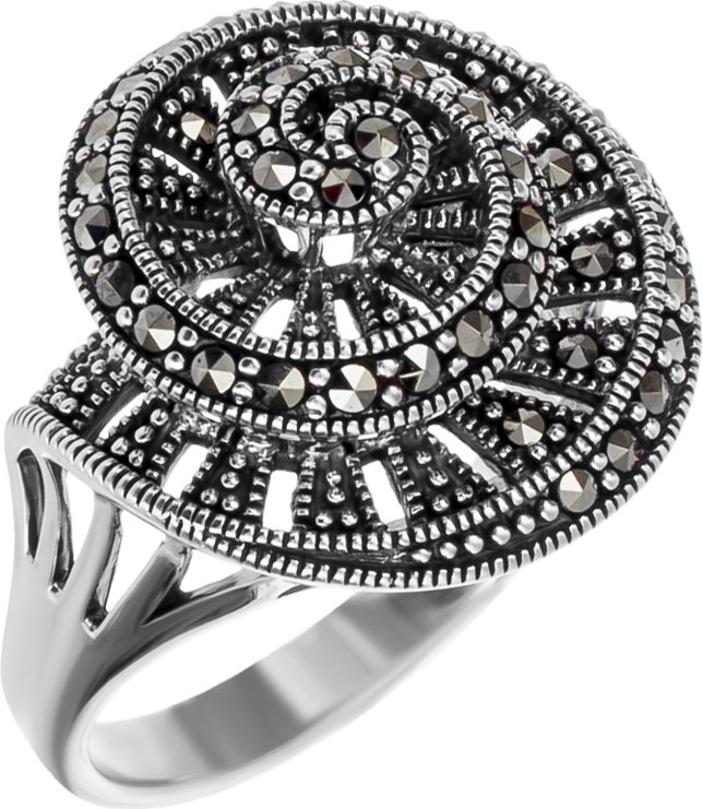 Серебряное кольцо ''Ракушка'' Марказит HR625-mr с марказитами Swarovski