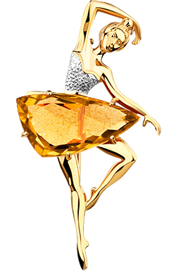 Золотая брошь ''Балерина'' Мастер Бриллиант 07-1-111-1000-021 с цитрином
