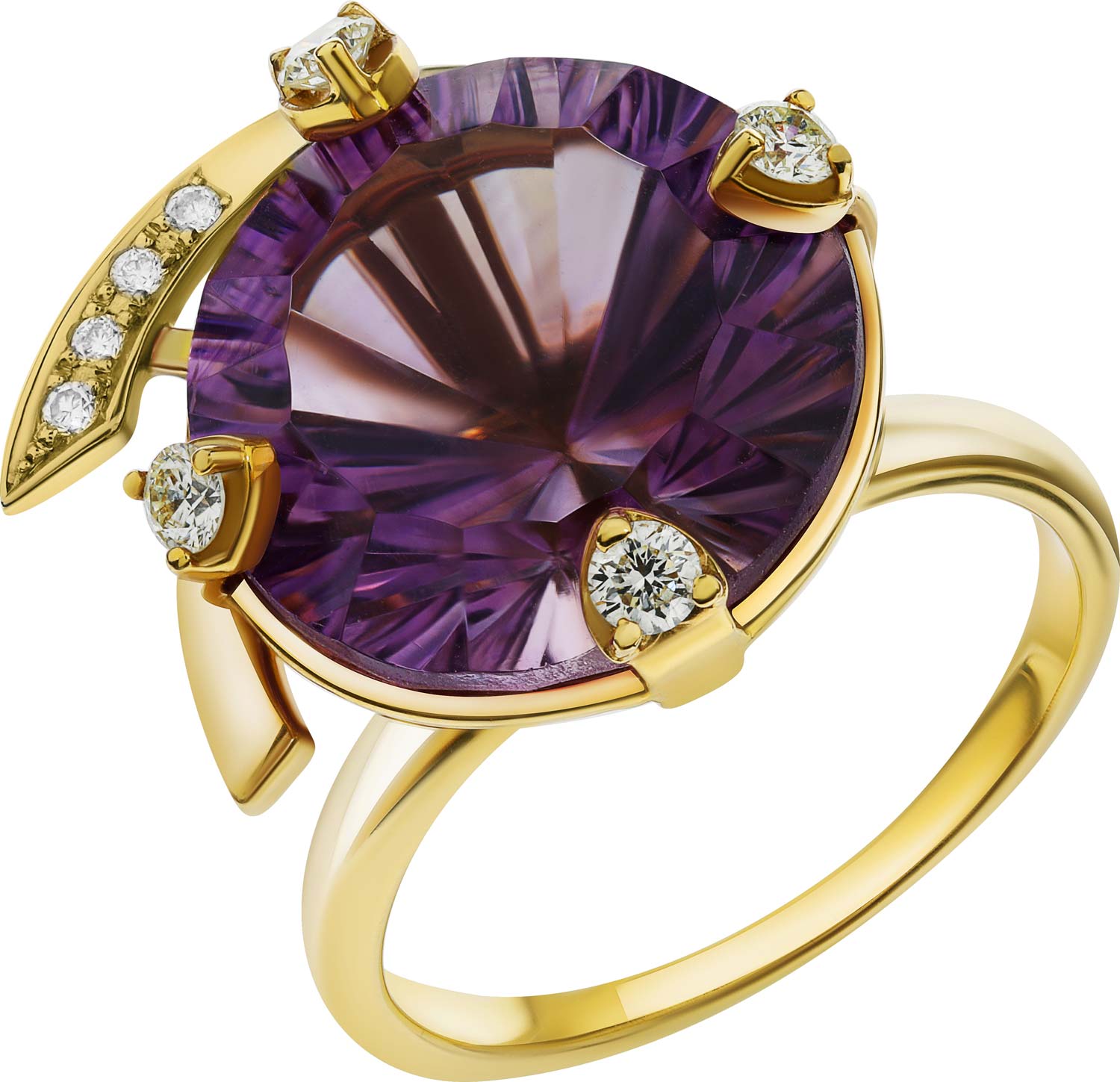 Золотое кольцо Maxim Demidov 1-00923 с аметистом, бриллиантами
