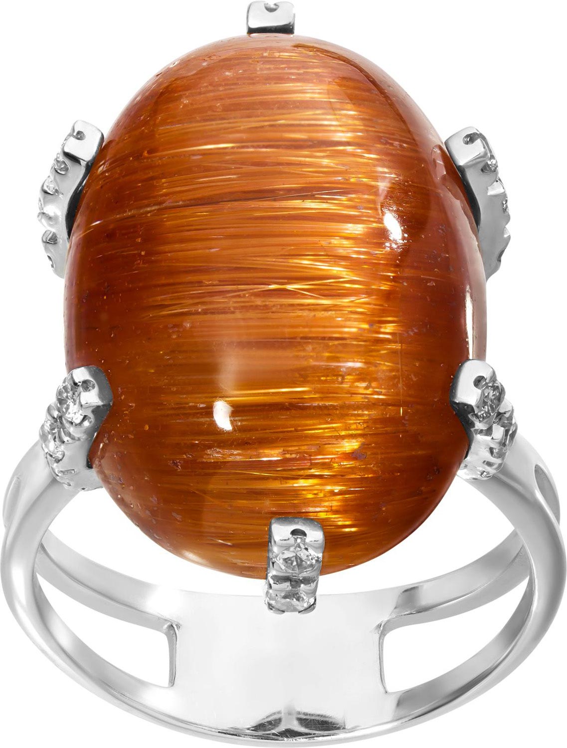 Перстень из белого золота Maxim Demidov 1-01386 с кварцем, бриллиантами