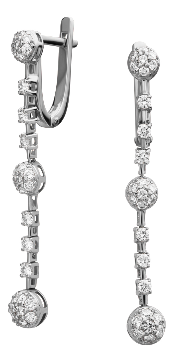 Длинные серьги из белого золота Maxim Demidov 2-03052 с бриллиантами