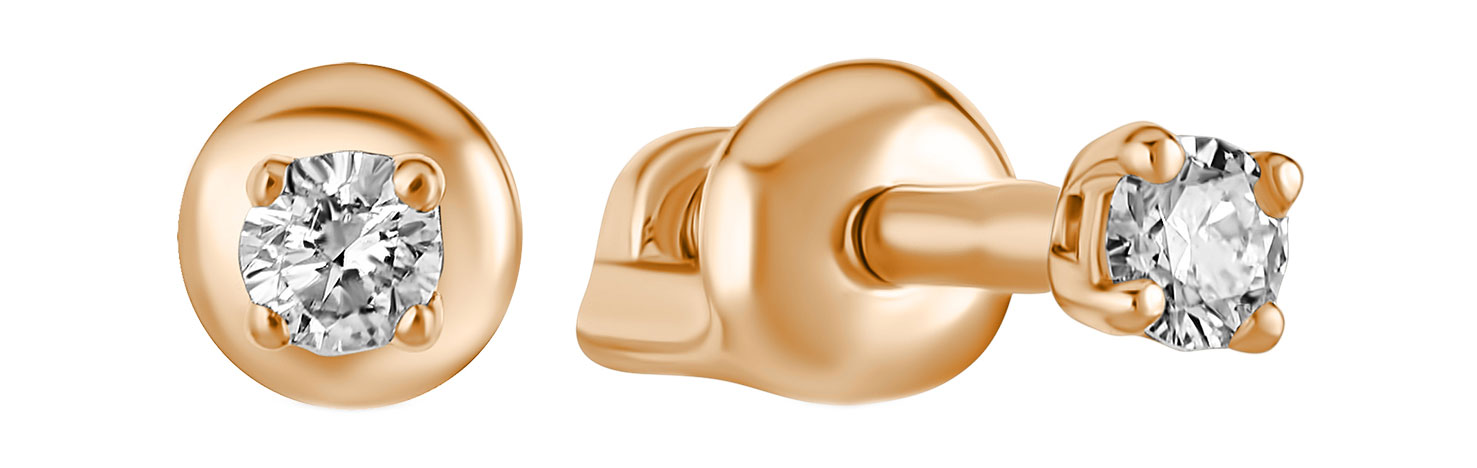 Золотые серьги пусеты-гвоздики MIUZ Diamonds E01-SOL19-005-G2 с бриллиантами