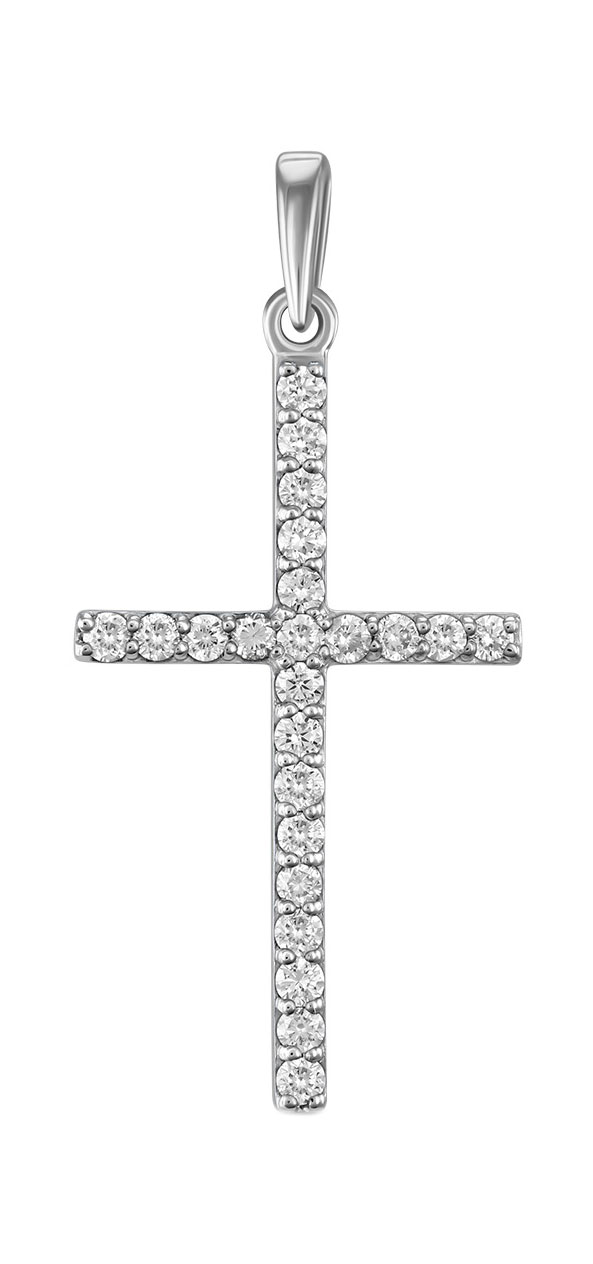 Женский декоративный крестик из белого золота MIUZ Diamonds J01-33595-W с бриллиантами
