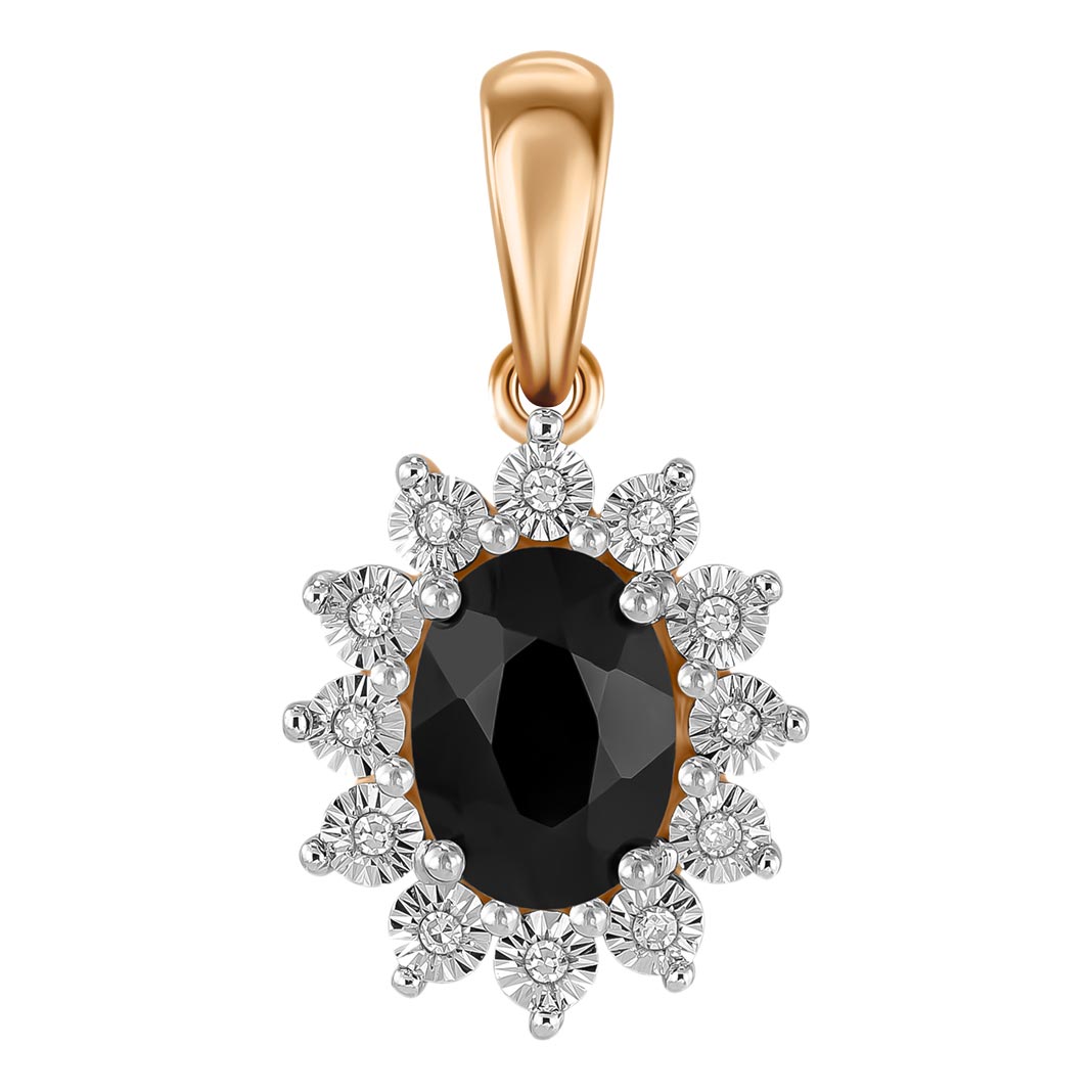 Золотой кулон Лукас P01-D-L-35016-SC-r с черным сапфиром, бриллиантами