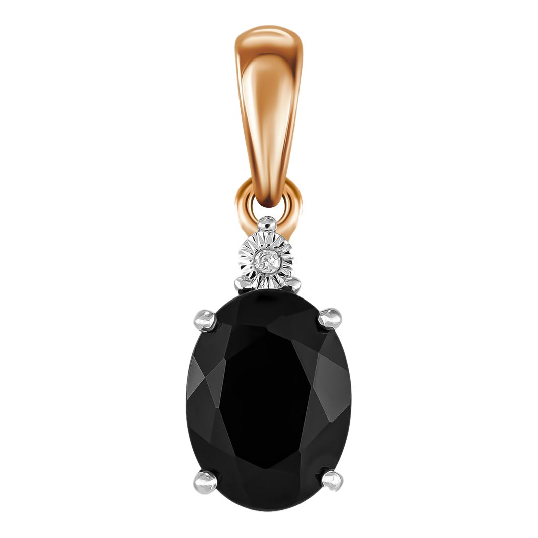 Золотой кулон Лукас P01-D-L-35045-SC-r с черным сапфиром, бриллиантом