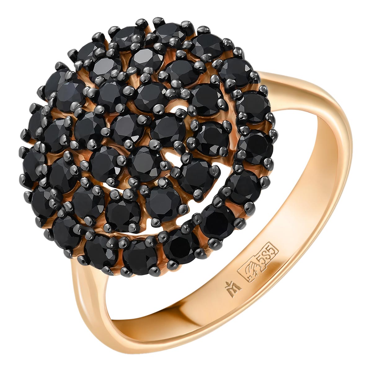 Золотое кольцо Лукас R01-C-33701-SC-r c черными сапфирами