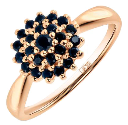 Золотое кольцо Лукас R01-C-L-35085-SC-r с черными сапфирами