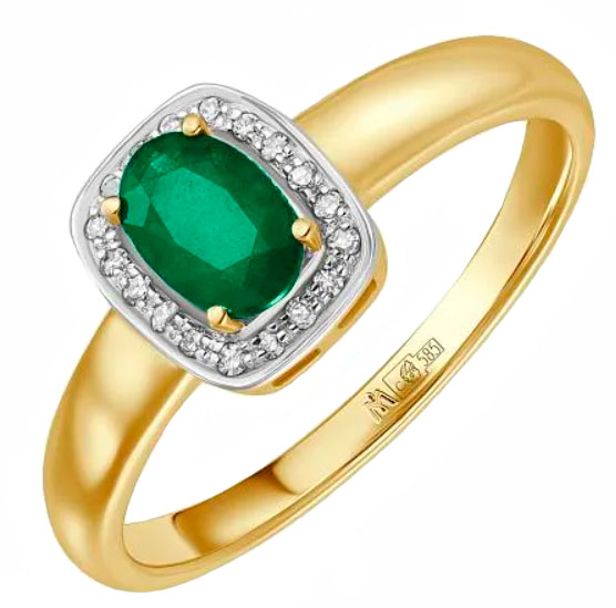 Золотое кольцо Лукас R01-D-34368-EM-g с изумрудом, бриллиантами