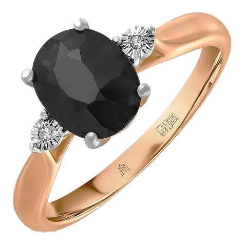 Золотое кольцо Лукас R01-D-L-35045-SC-r с черным сапфиром, бриллиантами