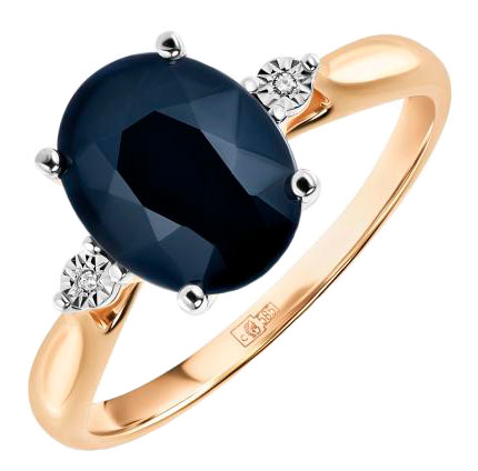 Золотое кольцо Лукас R01-D-L-35072-SC-r с черным сапфиром, бриллиантами