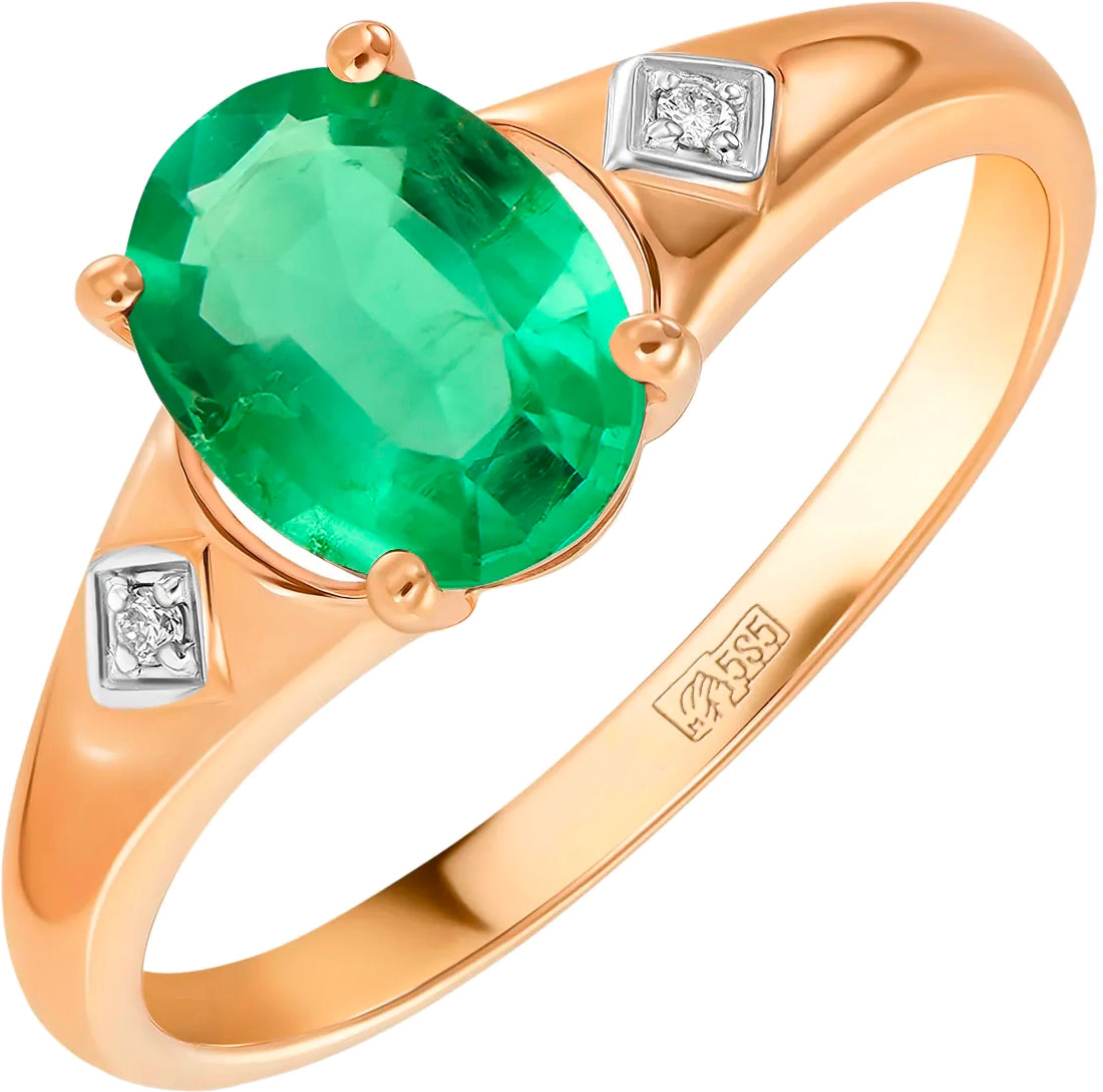 Золотое кольцо Лукас R01-D-L-35423-EM-r с изумрудом, бриллиантами