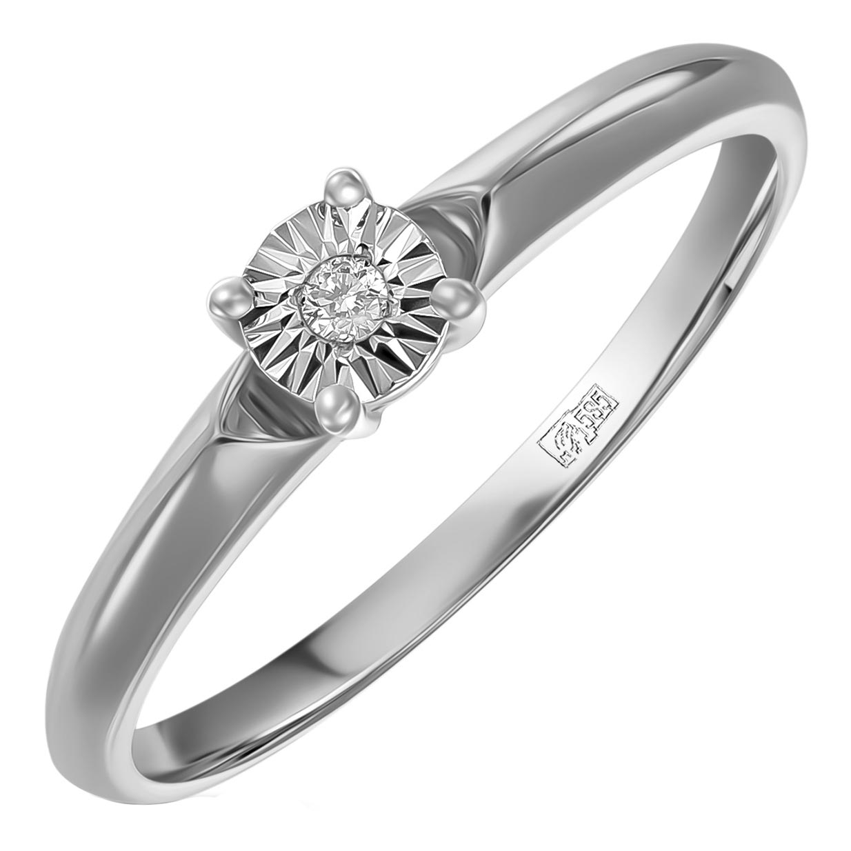 Помолвочное кольцо из белого золота Лукас R01-D-L-PL-35232-w с бриллиантом