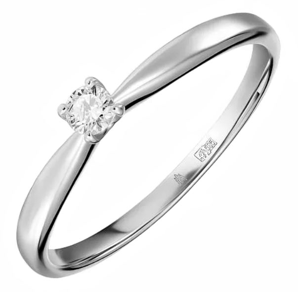 Помолвочное кольцо из белого золота Лукас R01-D-SP35-010-w с бриллиантом