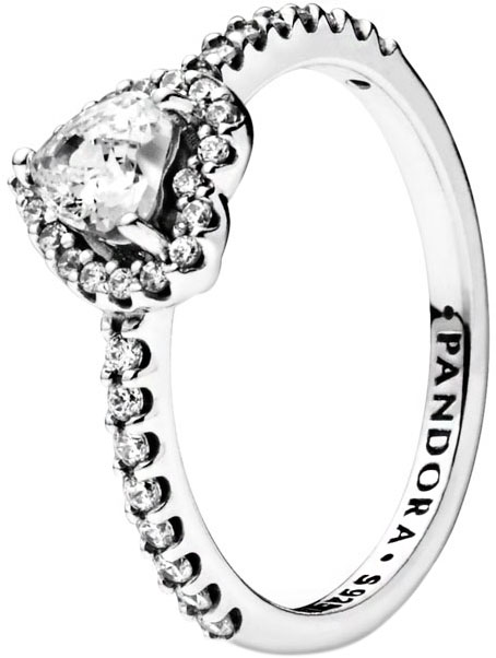 Серебряное помолвочное кольцо ''Сердце'' PANDORA 198421C01 с кубическим цирконием, кристалл — купить в AllTime.ru — фото