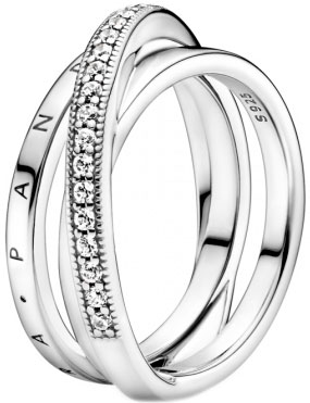 Серебряное кольцо ''Логомания'' PANDORA 199057C01 с фианитами