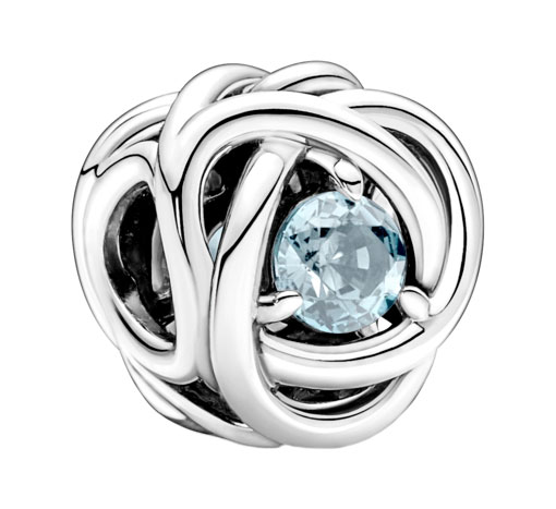 Серебряный шарм ''Голубой круг вечности'' PANDORA 790065C09 с кристаллами