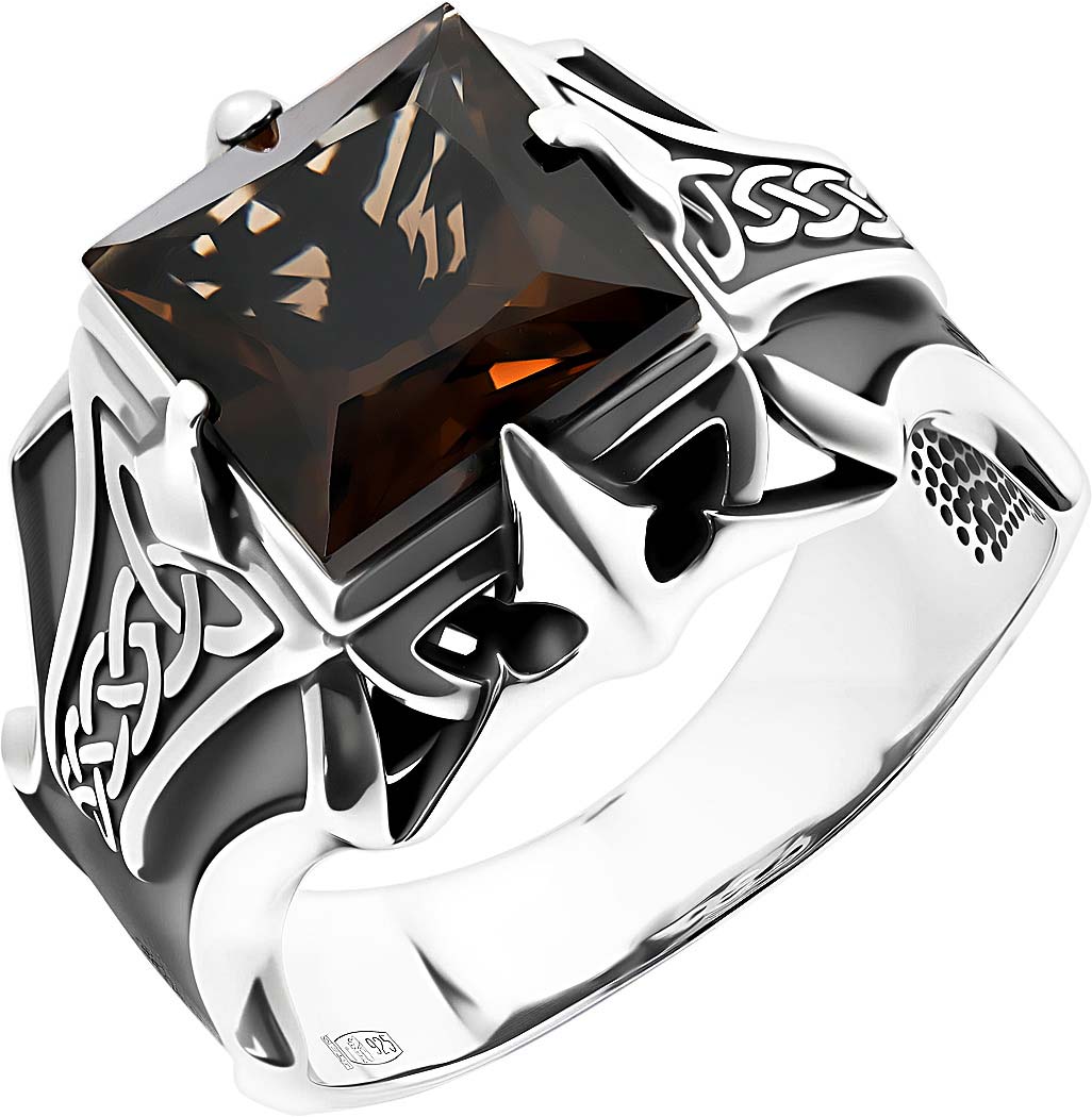 Мужской серебряный перстень Persian KS044-RAUHTOPAZ c раухтопазом