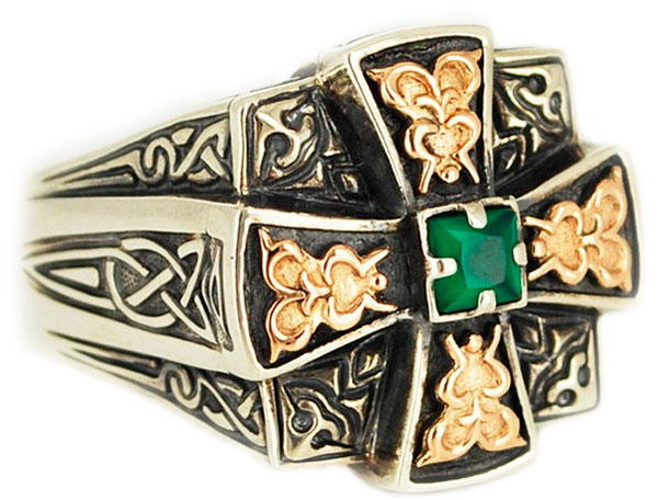 Мужской серебряный перстень Persian KSZ035-ONIKS-ZELENYJ с зеленым ониксом
