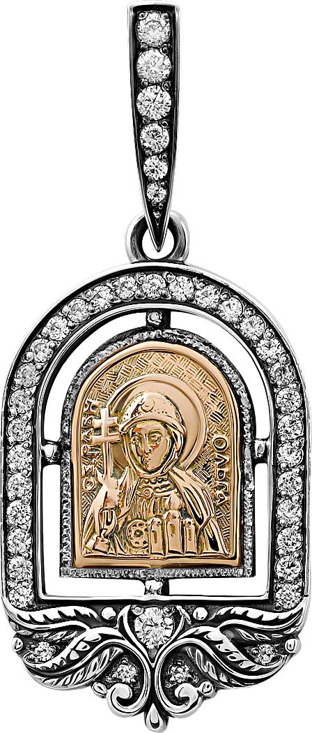Серебряная иконка ''Ольга'' Persian PSZ034-OLGA с цирконами