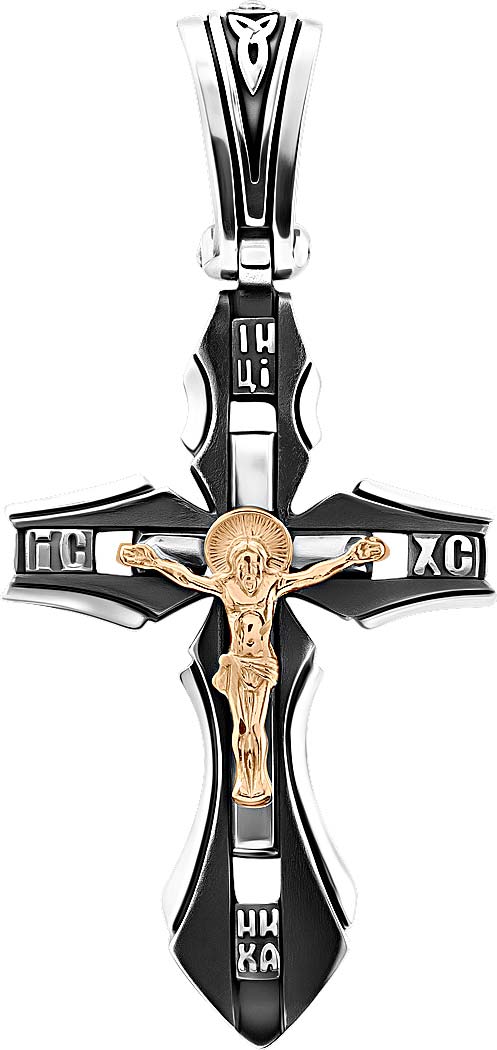 Мужской серебряный православный крестик с распятием Persian PSZ042