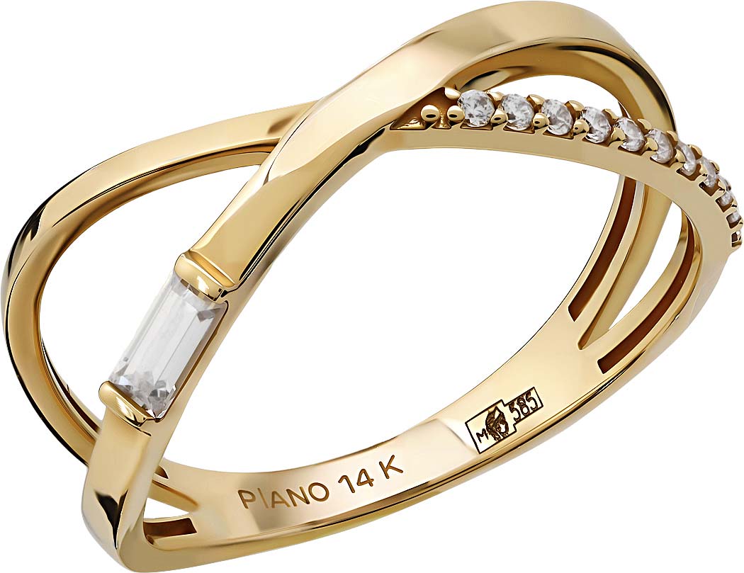 Золотое кольцо ''Дуэт'' PIANO PXR0041-r-white с кубическим цирконием