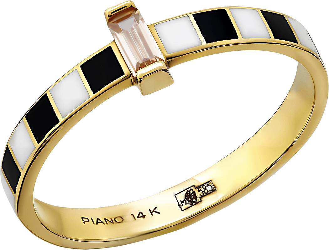 Золотое кольцо ''Октава'' PIANO RHXR0047-y-orange с кубическим цирконием, эмалью