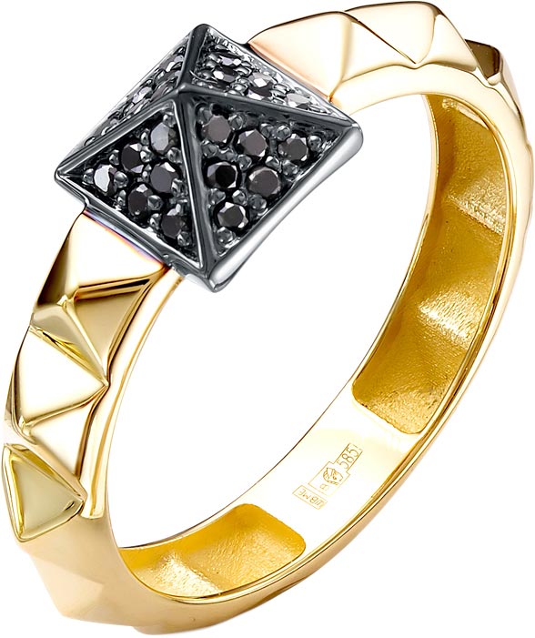 Золотое кольцо Platika 1-0257-305 с черными бриллиантами