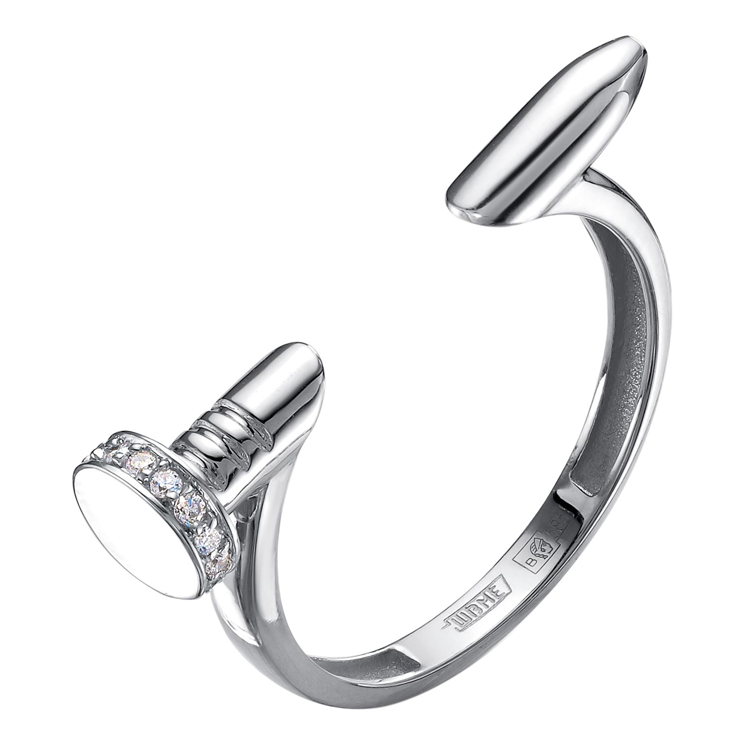 Платиновое открытое кольцо ''Гвоздь'' Platika 1-0453504-901 с бриллиантами