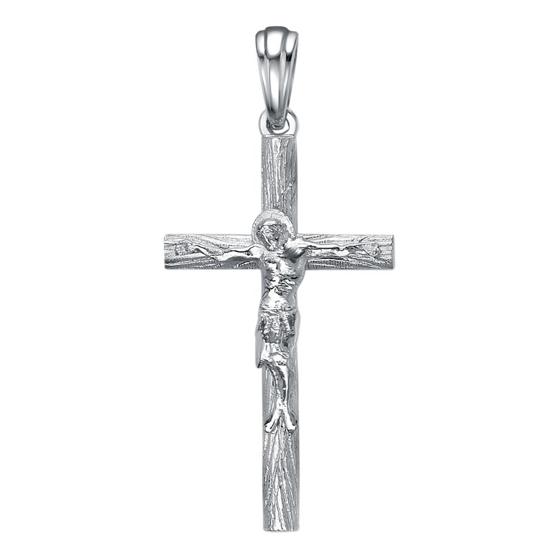 Женский платиновый православный крестик с распятием Platika 3-0462-900