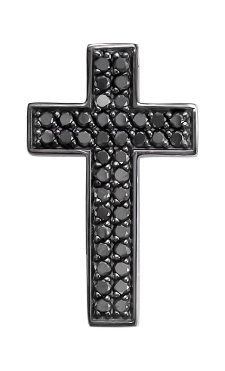 Декоративный крестик из белого золота Platika 3-31-0088-205 с черными бриллиантами
