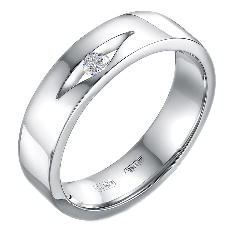 Платиновое обручальное кольцо Platika 6-0236-901 с бриллиантом