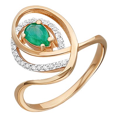 Золотое кольцо PLATINA Jewelry 01-0135-00-106-1110-30 c бриллиантом, изумрудом