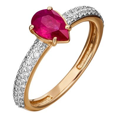 Золотое кольцо PLATINA Jewelry 01-0333-00-107-1110-30 c бриллиантом, рубином