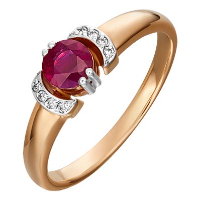 Золотое кольцо PLATINA Jewelry 01-0445-00-107-1110-30 c бриллиантом, рубином