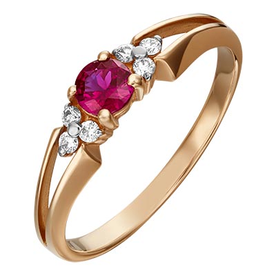 Золотое кольцо PLATINA Jewelry 01-0569-00-107-1110-30 c бриллиантом, рубином