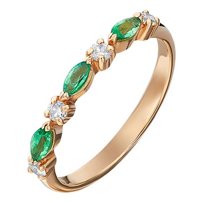 Золотое кольцо PLATINA Jewelry 01-1547-00-106-1110-30 c бриллиантом, изумрудом