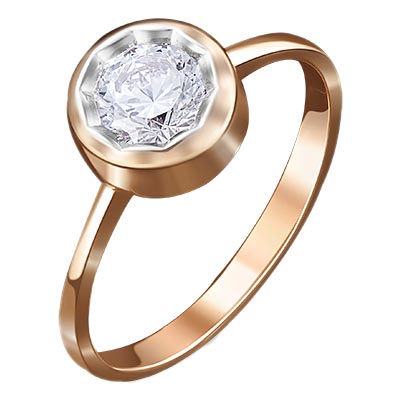 Золотое кольцо PLATINA Jewelry 01-4874-00-501-1110-38 c фианитом